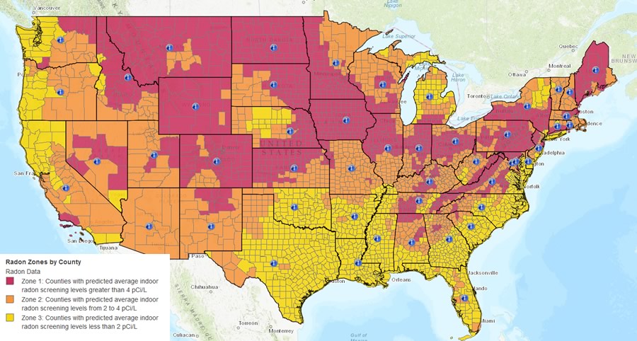 United States Radon Zone Map